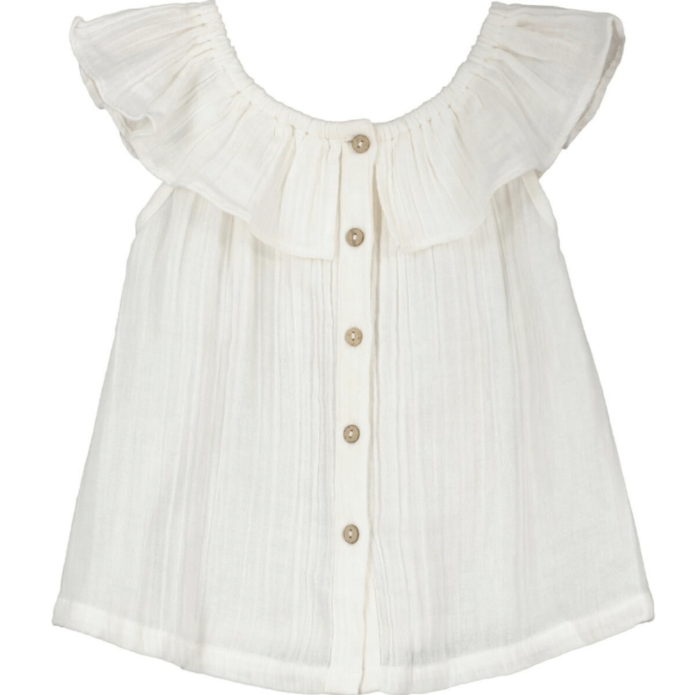 {Poppet & Fox} Palm Springs White Ruffle Top